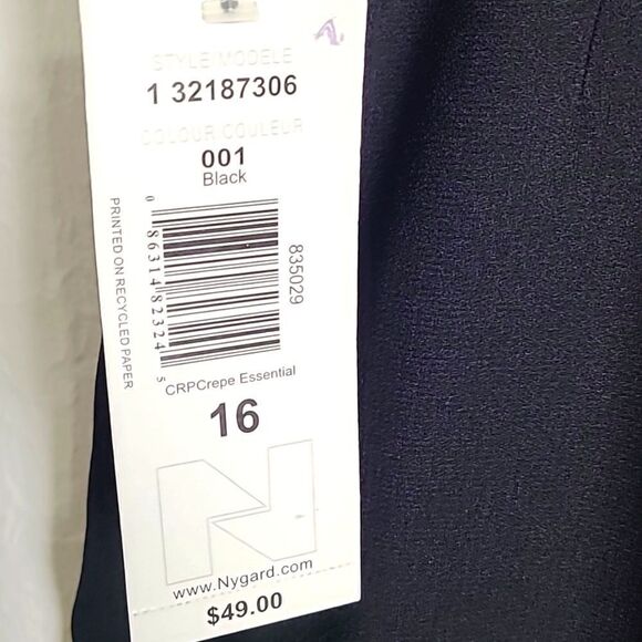 Nygard Collection Black Pencil Skirt, Slit in the Back, Lined, Size 16, NWT - Picture 11 of 12